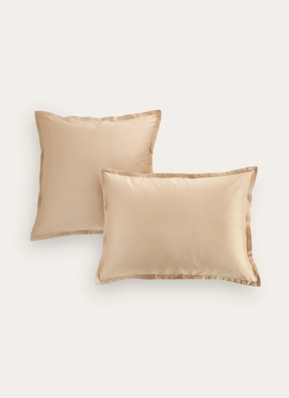 TAIE D'OREILLER EN SATIN DE COTON UNI MORDORE