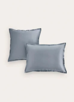 TAIE D'OREILLER EN SATIN DE COTON UNI ARDOISE