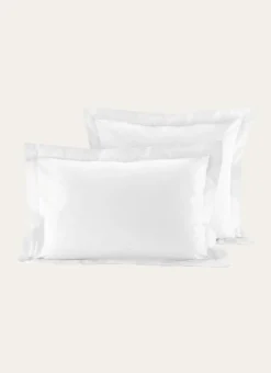 TAIE D'OREILLER RAYÉE EN SATIN DE COTON BLANC