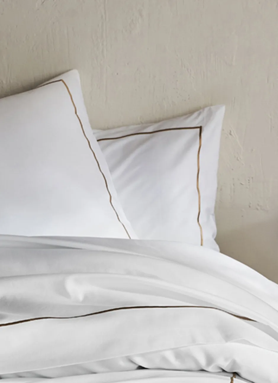 TAIE D'OREILLER SATIN BLANC/MORDORÉ