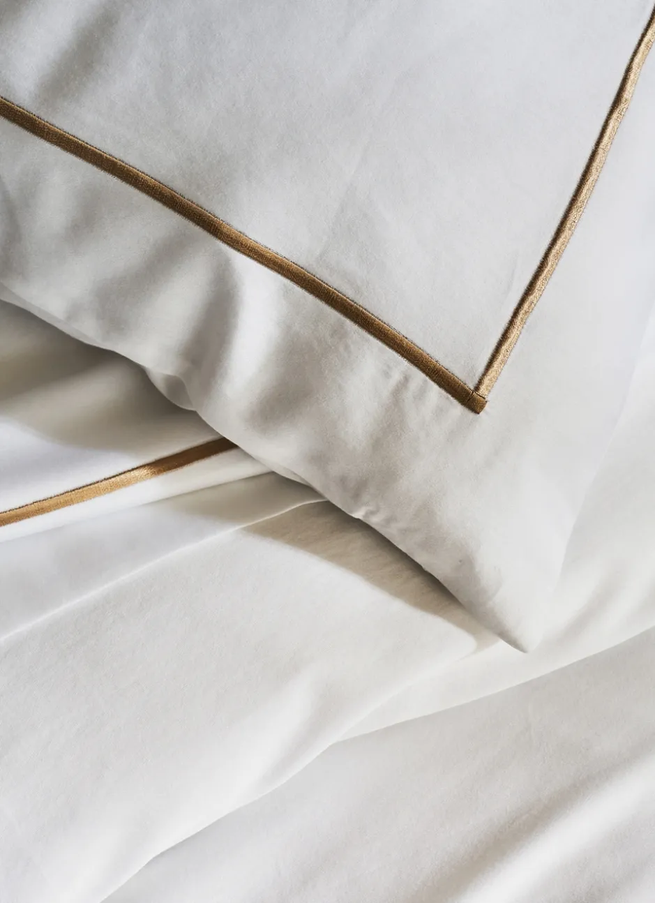 TAIE D'OREILLER SATIN BLANC/MORDORÉ