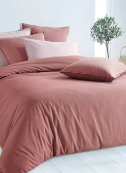TAIE D'OREILLER UNIE EN COTON LAVÉ BIO ROSE