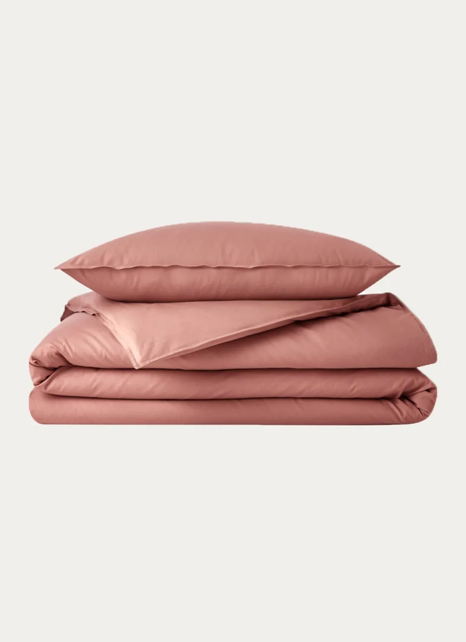 TAIE D'OREILLER UNIE EN COTON LAVÉ BIO ROSE