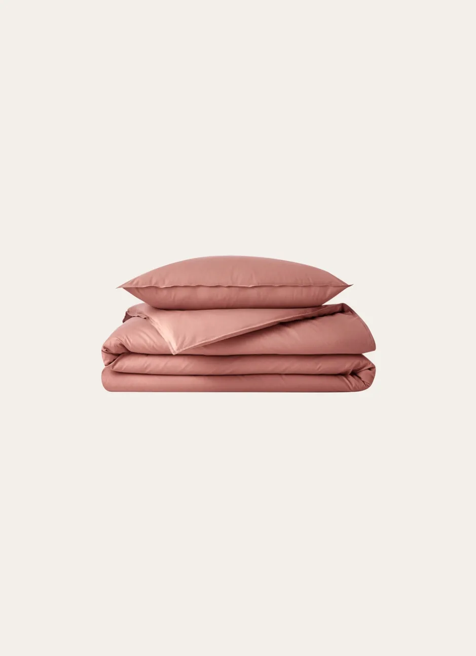 TAIE D'OREILLER UNIE EN COTON LAVÉ BIO ROSE
