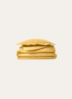 TAIE D'OREILLER UNIE EN PERCALE DE COTON MOUTARDE