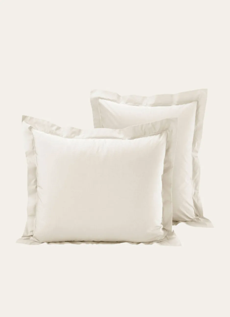 TAIE D'OREILLER UNIE EN PERCALE DE COTON ÉCRU