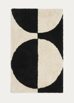 TAPIS DE BAIN ANTIDÉRAPANT MOTIF GÉOMÉTRIQUE ALEX LAIT/NOIR