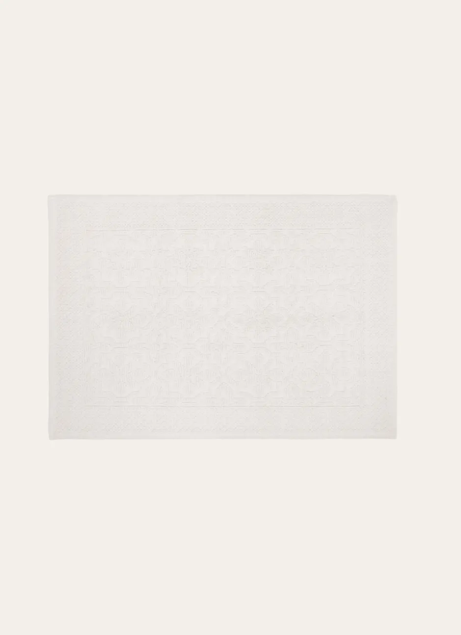 TAPIS DE BAIN JACQUARD UNI ANTIDÉRAPANT BLANC CASSÉ