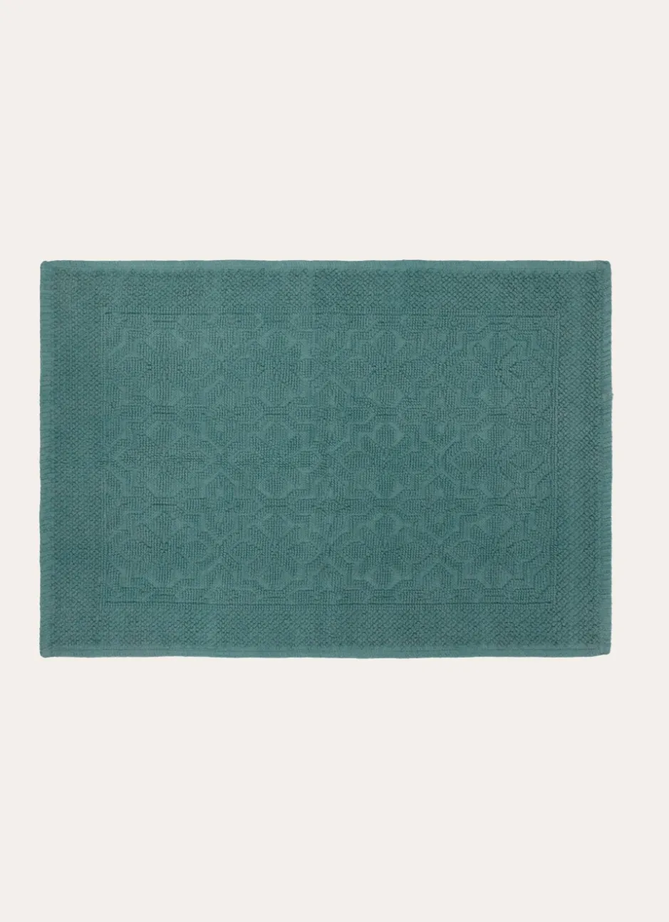 TAPIS DE BAIN JACQUARD UNI ANTIDÉRAPANT ÉMERAUDE