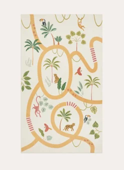 TAPIS EN COTON IMPRIMÉ CIRCUIT DANS LA JUNGLE MULTICOLORE