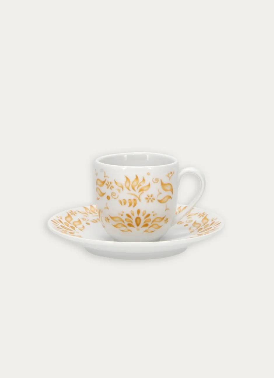 TASSE AVEC SOUCOUPE EN PORCELAINE CURRY