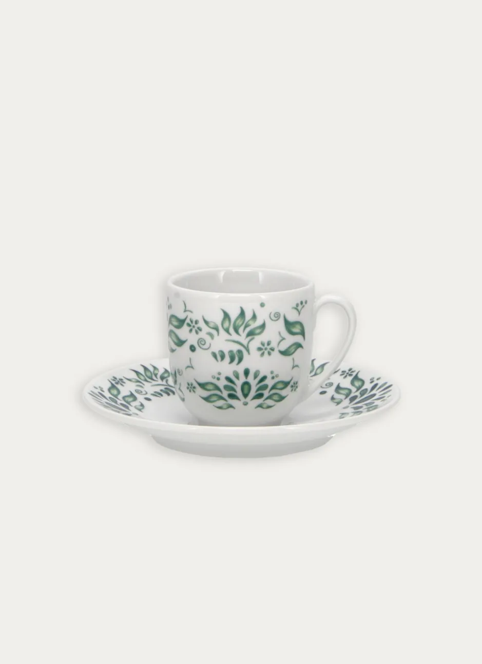 TASSE AVEC SOUCOUPE EN PORCELAINE vert