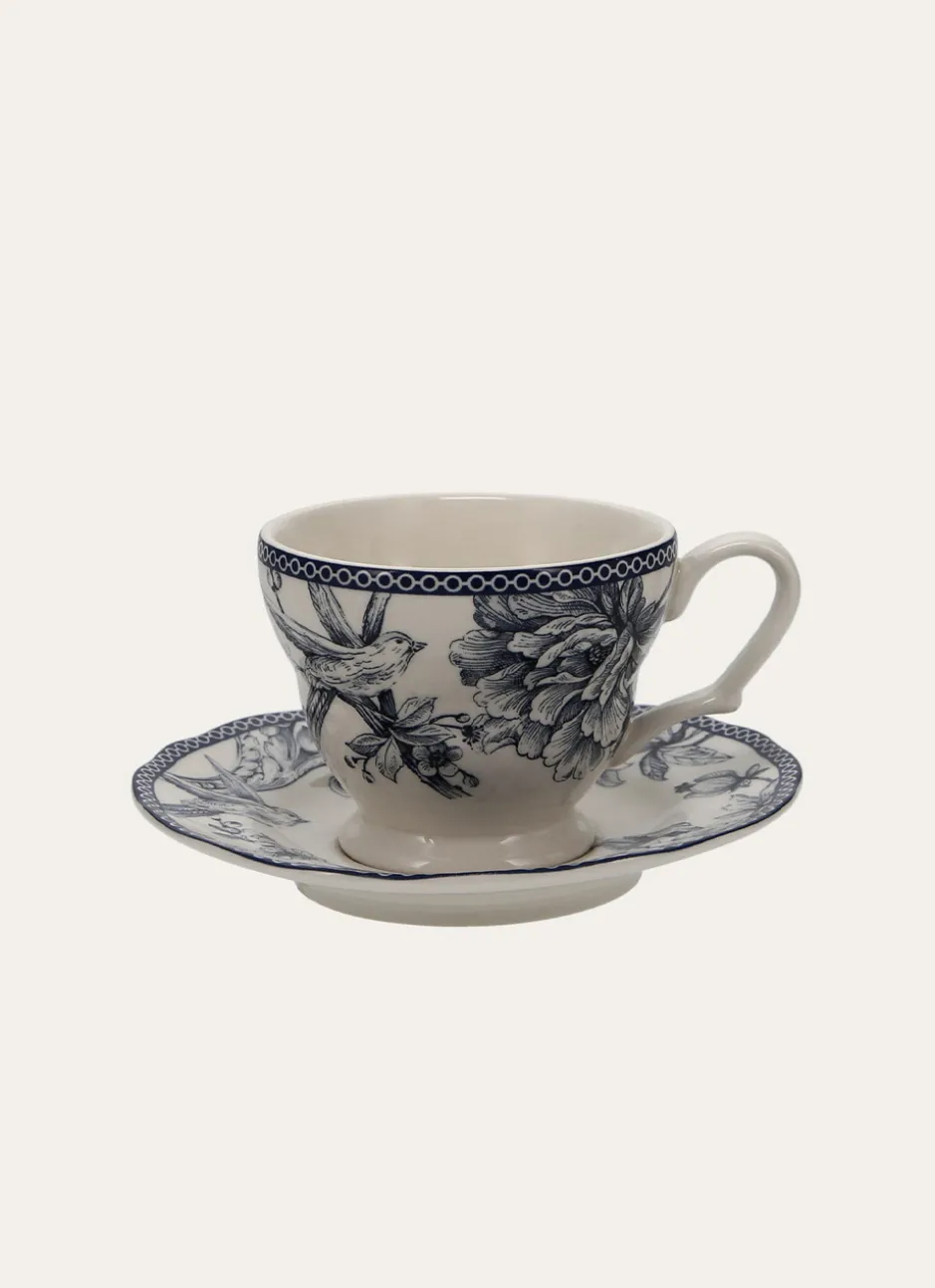 TASSE ET SOUCOUPE EN GRÈS ADELAÏDE MARINE