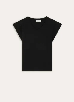 TEE SHIRT MANCHES COURTES COL V EN COTON Noir