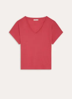 TEE-SHIRT MANCHES COURTES FORME AMPLE FUSHIA