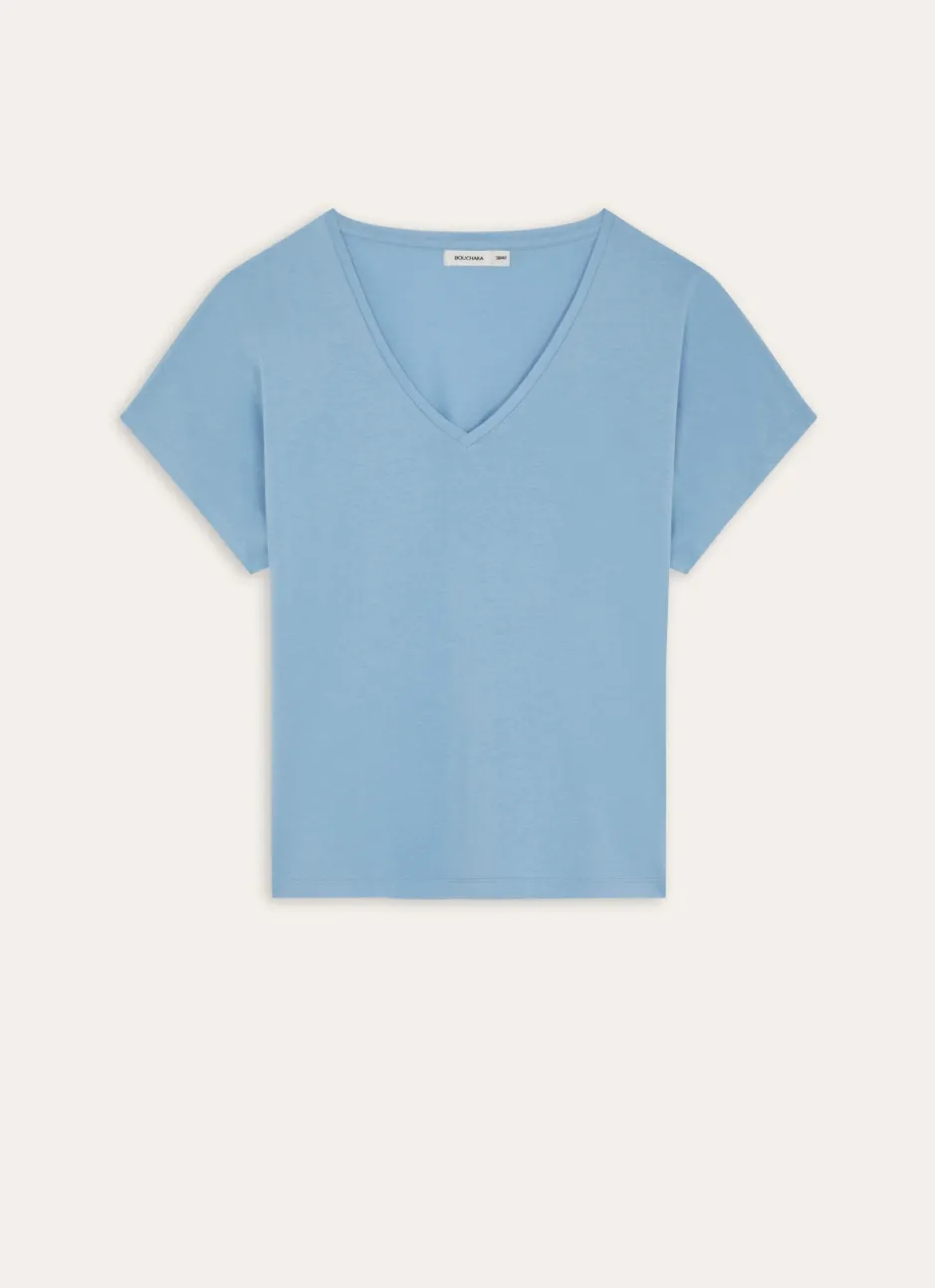 TEE-SHIRT MANCHES COURTES FORME AMPLE BLEU