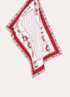 TORCHON EN COTON IMPRIMÉ BIGOUDÈNES rouge