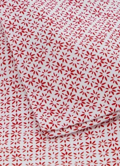 TORCHON EN COTON MINI MOTIFS BLANC ROUGE