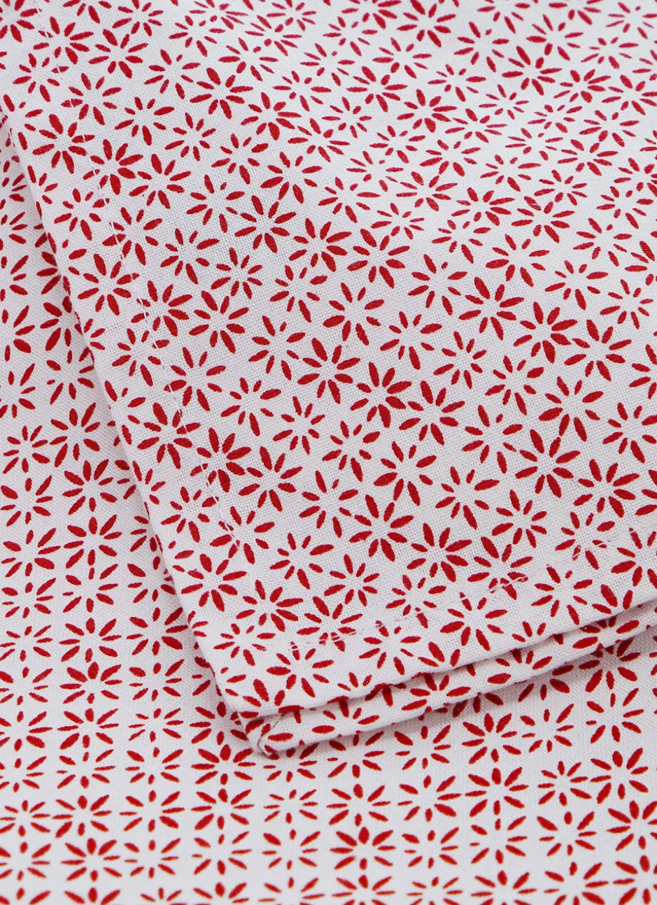 TORCHON EN COTON MINI MOTIFS BLANC ROUGE
