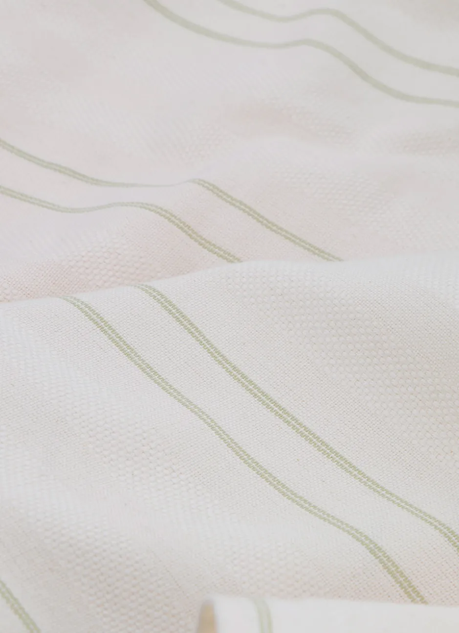 TORCHON EN COTON TEXTURÉ AVEC RAYURES vert