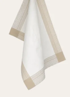 TORCHON EN JACQUARD FIL TEINT BLANC/BEIGE