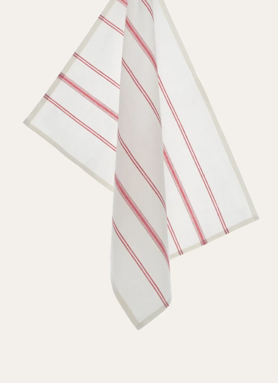 TORCHON RAYÉ EN TOILE DE COTON BLEU