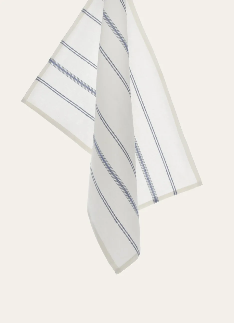 TORCHON RAYÉ EN TOILE DE COTON rouge