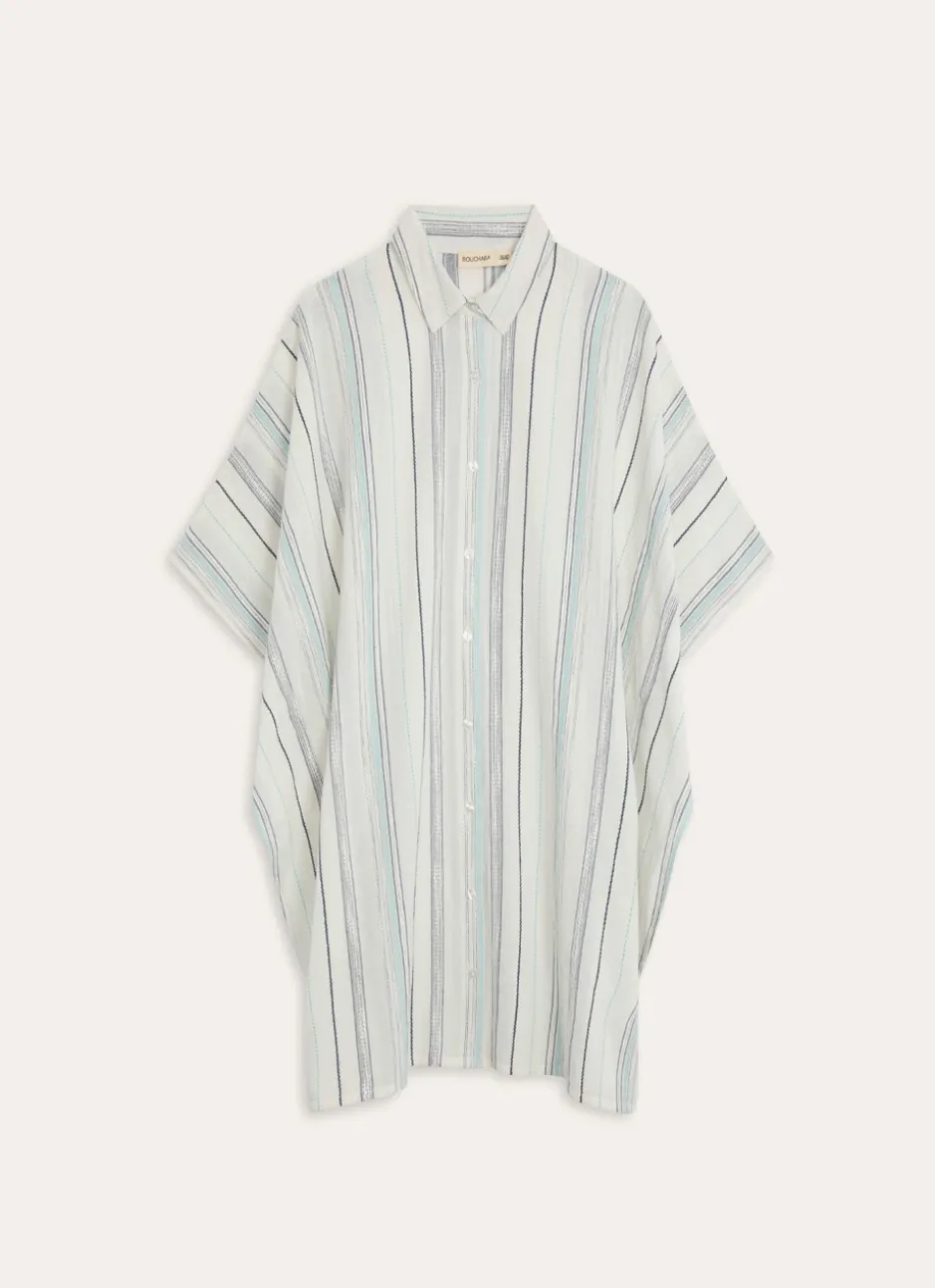 TUNIQUE BOUTONNÉE FORME AMPLE EN COTON ECRU