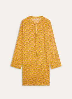 TUNIQUE EN COTON IMPRIMÉ INDIEN JAUNE