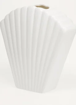VASE COQUILLAGE EN CÉRAMIQUE BLANC BRILLANT