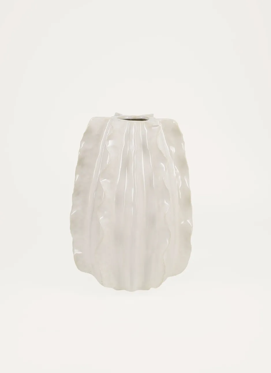 VASE EN CÉRAMIQUE SCULTÉE BLANC