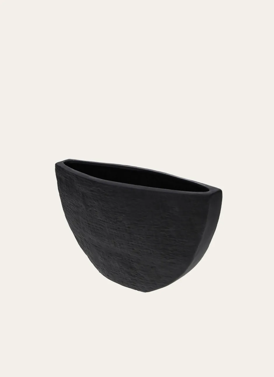 VASE EN GRÈS TEXTURÉ NOIR