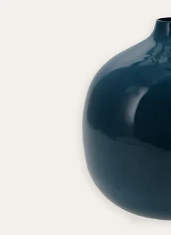 VASE EN MÉTAL COLORÉ FINITION ÉMAILLÉE BLEU PÉTROLE