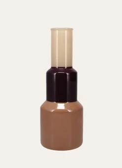 VASE EN VERRE AVEC 3 BLOCS DE COULEURS BRUN