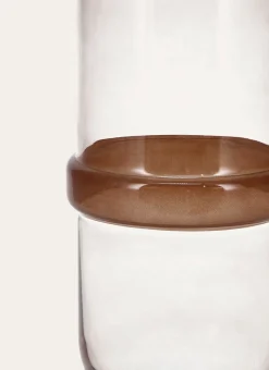 VASE EN VERRE AVEC CERCLE FAIT MAIN BRUN TRANSPARENT