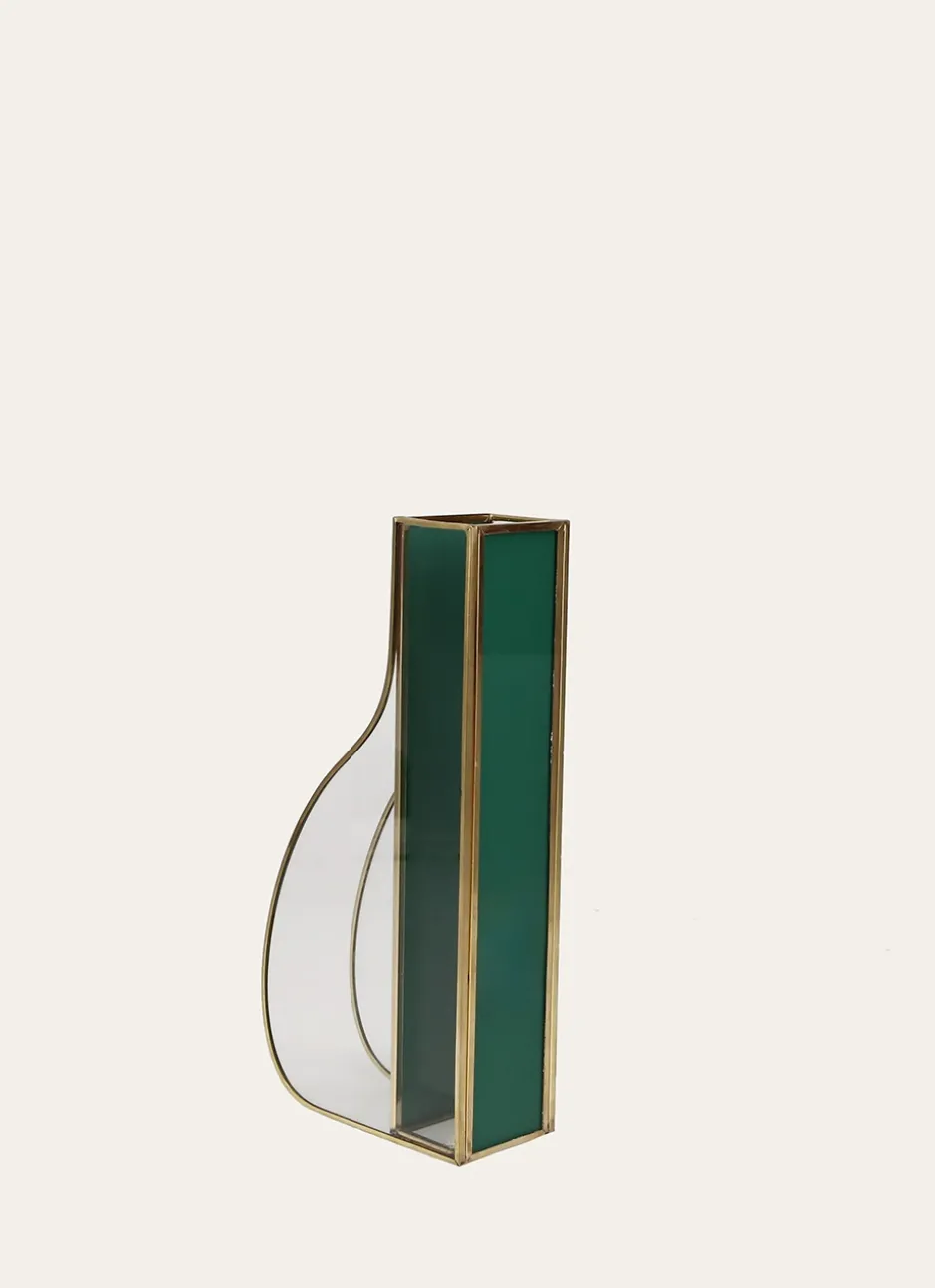 VASE EN VERRE AVEC PARTIES TRANSPARENTES ET COLORÉ vert