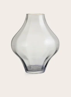 VASE EN VERRE BOMBÉ TRANSPARENT/LISERET DORE