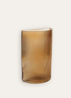 VASE EN VERRE STRIÉ - FORME DEMI-LUNE ROUX