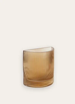 VASE EN VERRE STRIÉ - FORME DEMI-LUNE ROUX