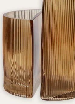 VASE EN VERRE STRIÉ - FORME DEMI-LUNE ROUX