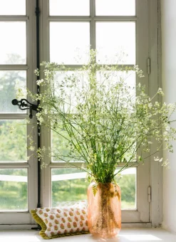 VASE EN VERRE TRANSPARENT COLORÉ EFFET CRAQUELÉ PECHE