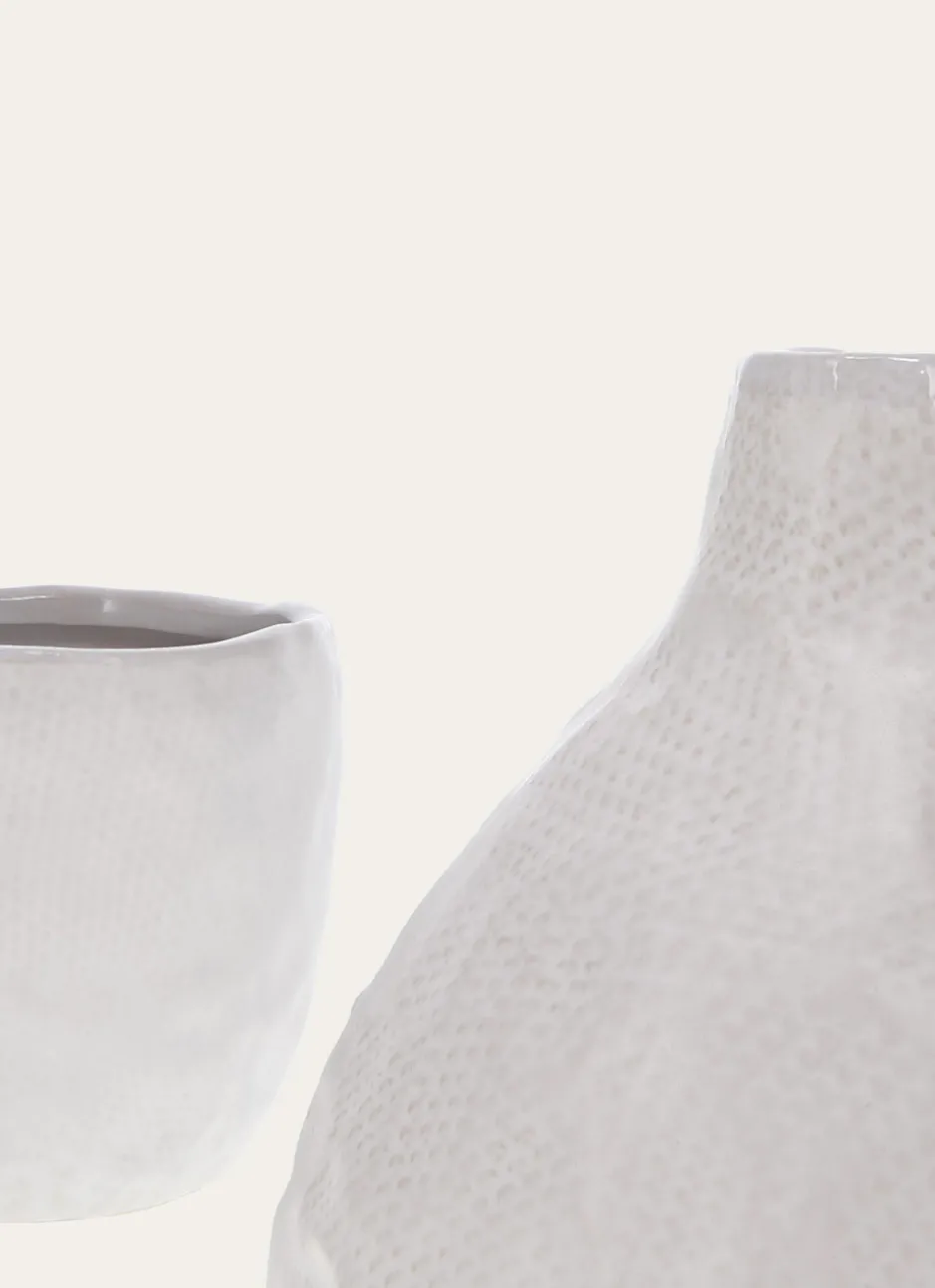 VASE SOLIFLORE EN GRÈS BLANC