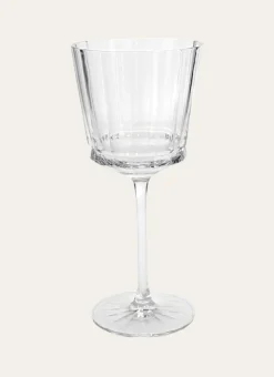 VERRE À PIED EN CRISTALLIN PLISSÉ TRANSPARENT