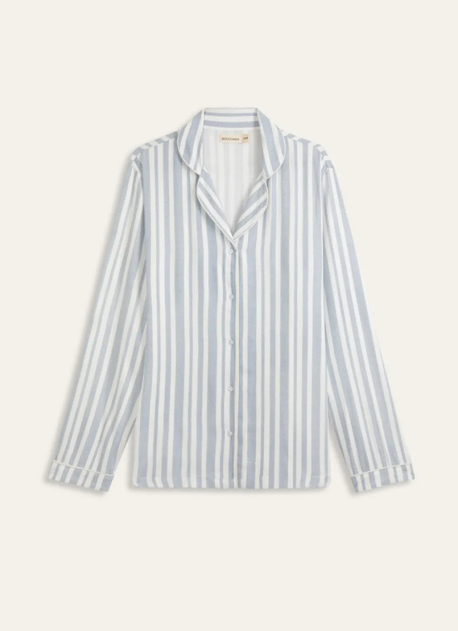 VESTE DE PYJAMA ÉCRU RAYURE MARINE
