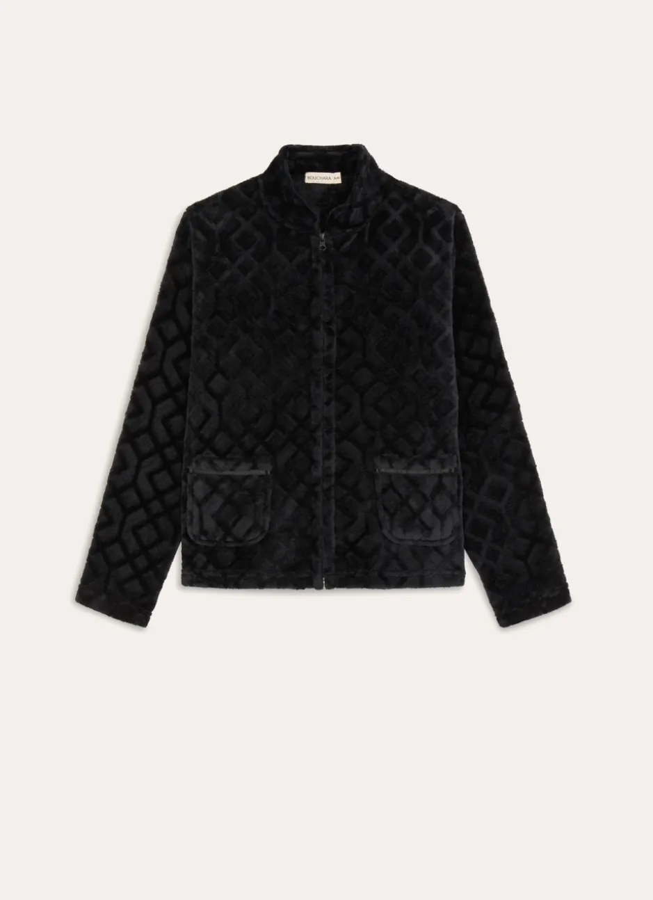 VESTE MANCHES LONGUES ZIPPÉE EN POLAIRE Noir