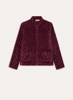 VESTE MANCHES LONGUES ZIPPÉE EN POLAIRE AUBERGINE
