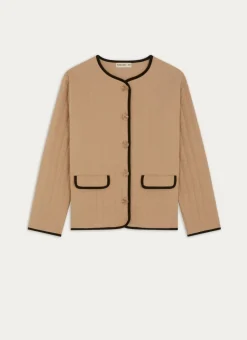 VESTE MATELASSÉE À MANCHES LONGUES BEIGE FONCÉ