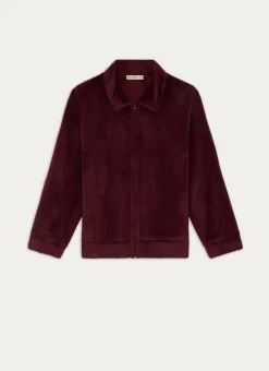 VESTE POLAIRE ZIPPÉE À COL MONTANT ROUGE BORDEAUX