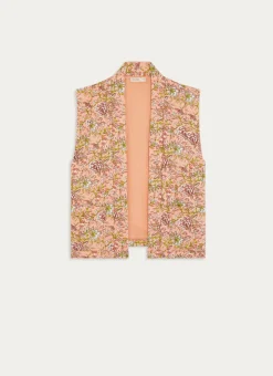 VESTE SANS MANCHES EN VISCOSE IMPRIMÉE NOUR CORAIL