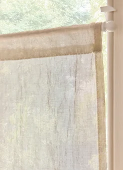 VITRAGE DROIT TAMISANT EFFET FROISSÉ PASSE-TRINGLE BEIGE